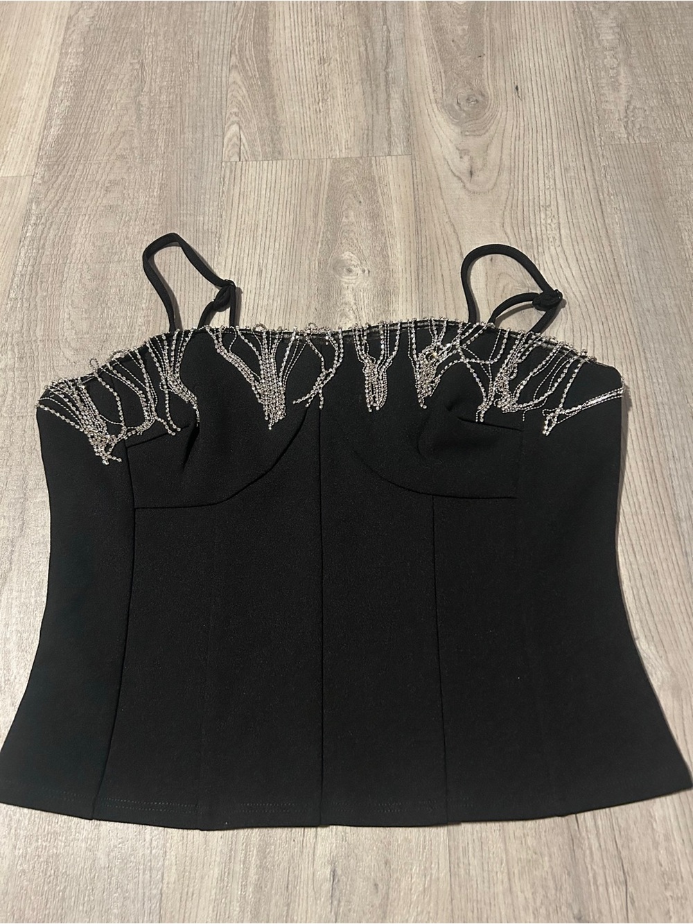 Sincerely Jules Black Embellished Strapless Bustier Top - Unbranded